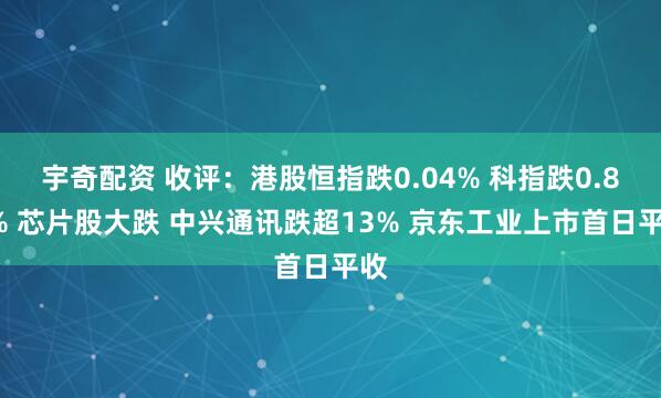 宇奇配资 收评：港股恒指跌0.04% 科指跌0.83% 芯片股大跌 中兴通讯跌超13% 京东工业上市首日平收