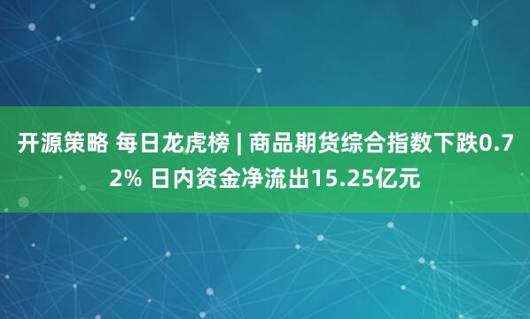 开源策略 每日龙虎榜 | 商品期货综合指数下跌0.72% 日内资金净流出15.25亿元