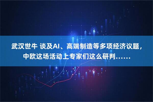 武汉世牛 谈及AI、高端制造等多项经济议题，中欧这场活动上专家们这么研判……